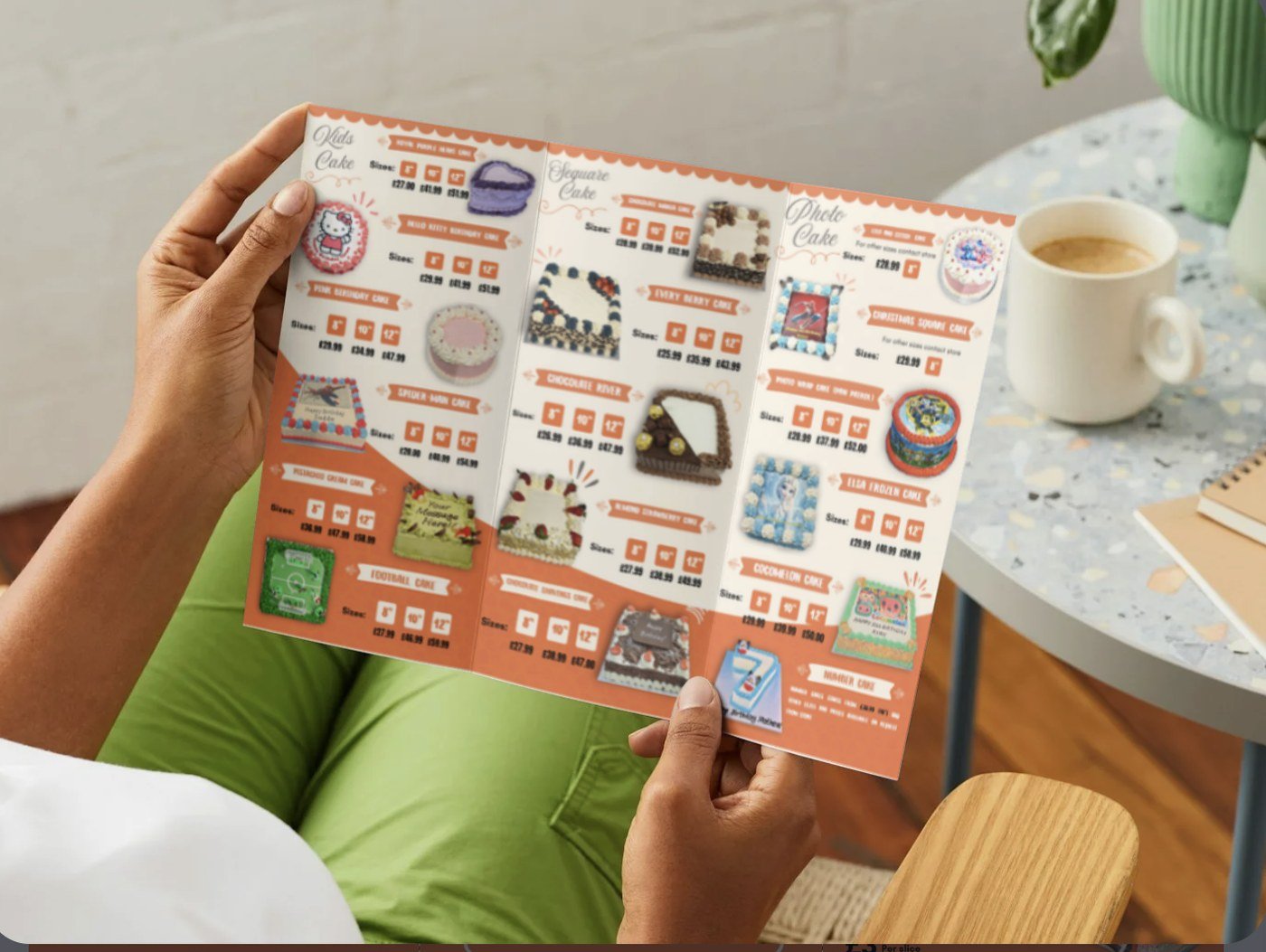 Cake Palace menu inside pages