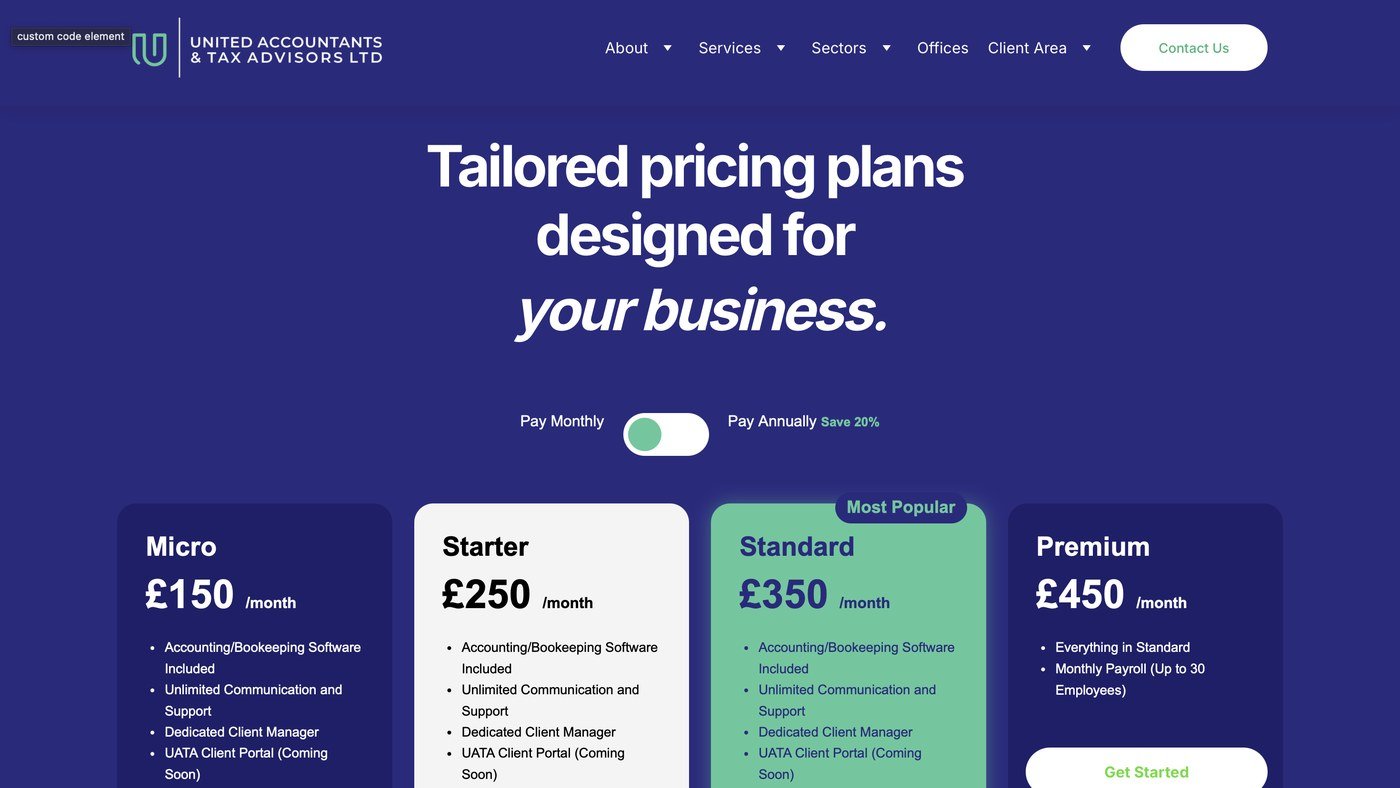 UATA pricing page